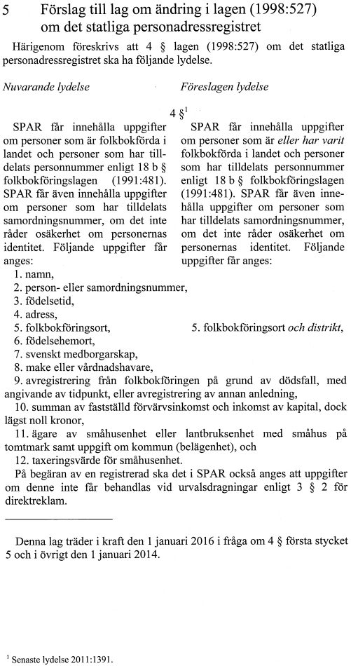 Utdrag ur folkbokföringsregistret